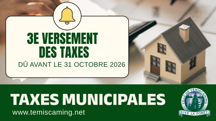 TAXES MUNICIPALES | RAPPEL DU 3E VERSEMENT