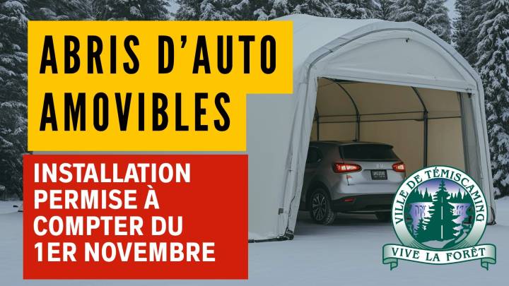 RAPPEL MUNICIPAL | ABRIS D'AUTOS AMOVIBLES