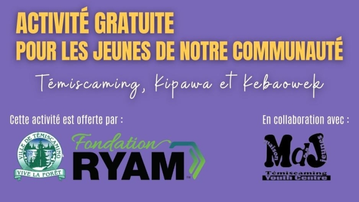 ACTIVITÉ GRATUITE POUR LES JEUNES DE NOTRE COMMUNAUTÉ