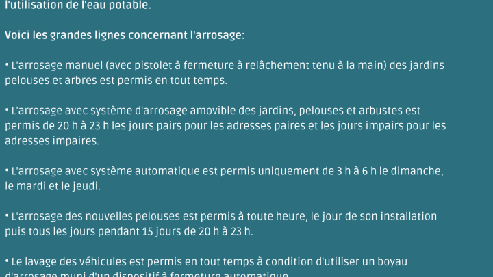 Utilisation de l'eau potable