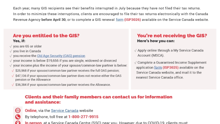 Renewal of the Guaranteed Income Supplement