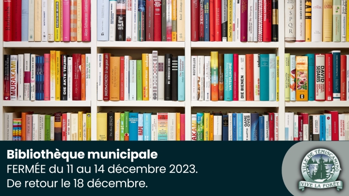 FERMETURE | BIBLIOTHÈQUE MUNICIPALE