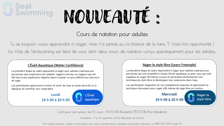 INSCRIPTIONS | NATATION POUR ADULTES