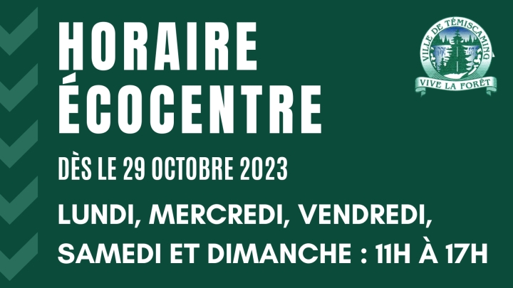 ECOCENTER SCHEDULE | AS OF OCTOBER 29, 2023