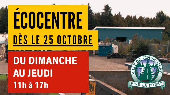 RETOUR À L'HORAIRE RÉGULIER DE L'ÉCOCENTRE