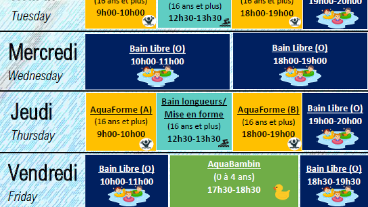 POOL SCHEDULE | FROM DECEMBER 3, 2023