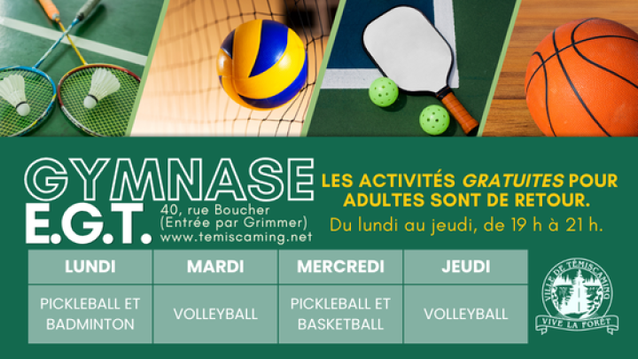 LES ACTIVITÉS GRATUITES AU GYMNASE SONT DE RETOUR!