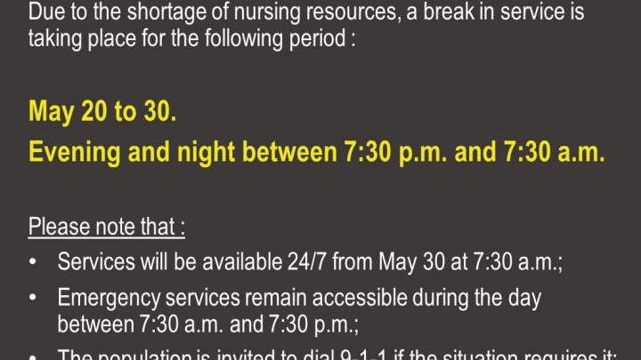 Temporary interruption of the CSSSTK emergency service