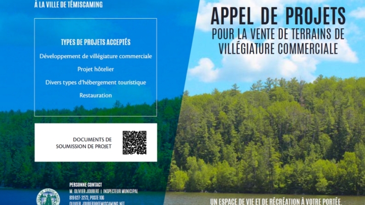 APPEL DE PROJETS | POUR LA VENTE DE TERRAINS DE VILLÉGIATURE COMMERCIALE. 