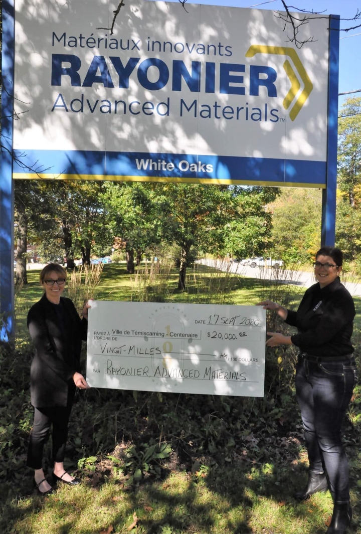 Matériaux Innovants Rayonier fait un don de 20000$ au comité du centenaire!