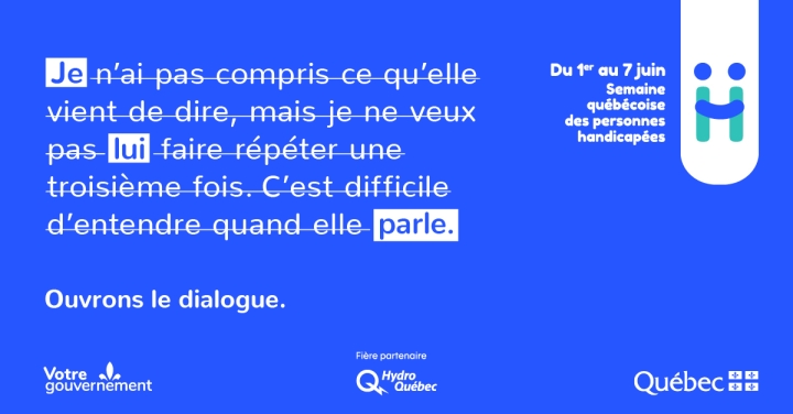SEMAINE QUÉBÉCOISE DES PERSONNES HANDICAPÉES - du 1er juin au 7 juin |
