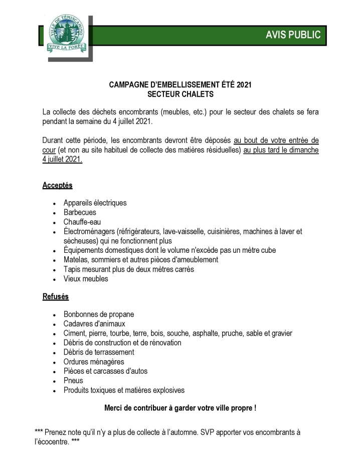 campagne embellissement été 2021 secteur chalet