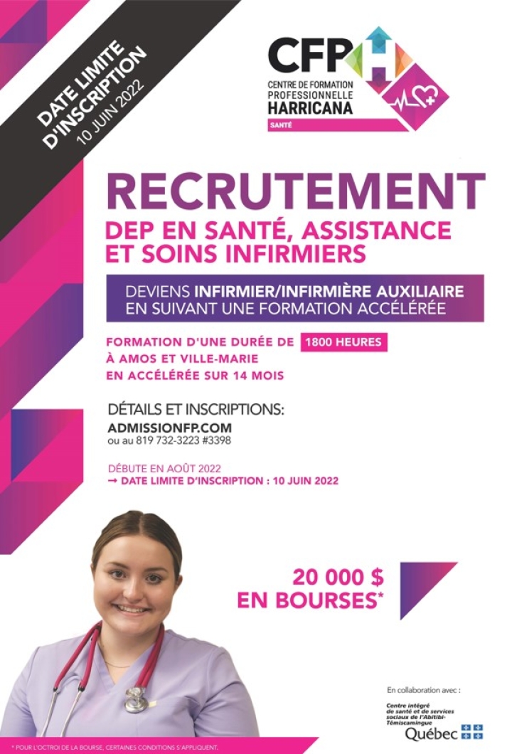 Recrutement: DEP en santé, assistance et soins infirmiers