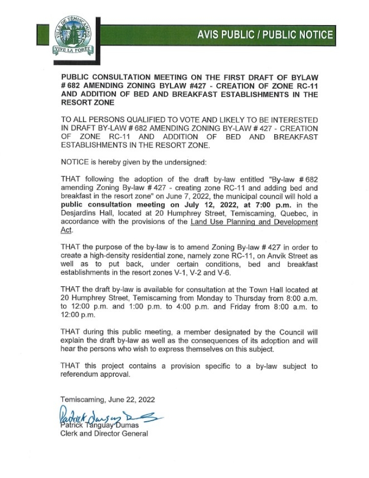 PUBLIC NOTICE - PUBLIC CONSULTATION MEETING