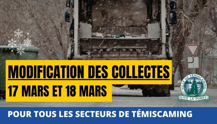 TEMPÊTE ANNONCÉE - MODIFICATION DES COLLECTES