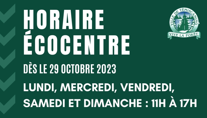 ECOCENTER SCHEDULE | AS OF OCTOBER 29, 2023