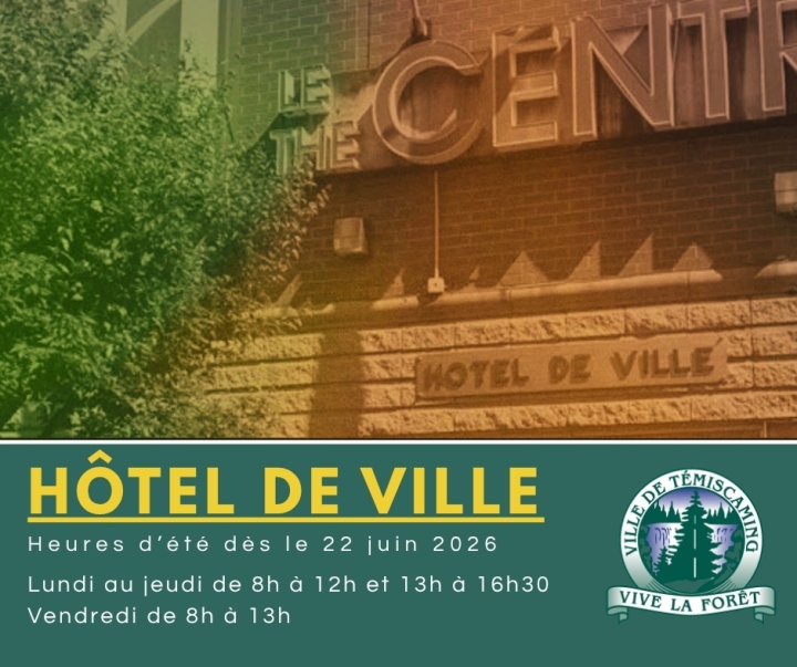 HORAIRE D'ÉTÉ À L'HOTEL DE VILLE