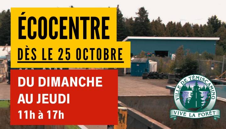 RETURN TO REGULAR ECOCENTRE HOURS
