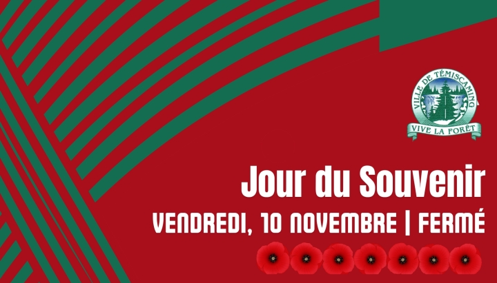 FERMETURE DES BUREAUX MUNICIPAUX | JOUR DU SOUVENIR