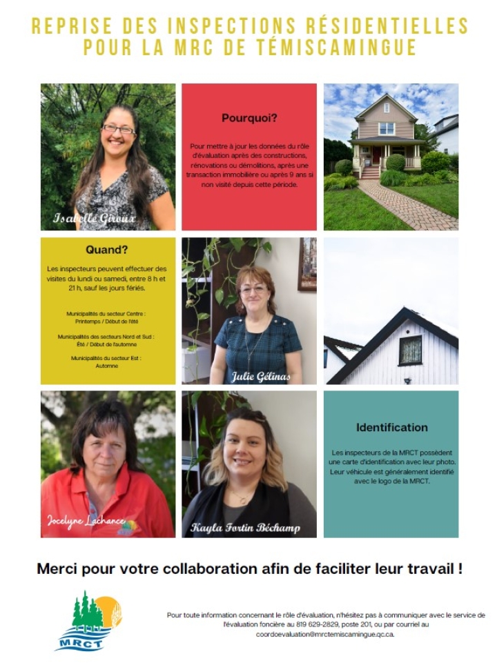 Reprise des inspections résidentielles pour la MRC de Témiscamingue