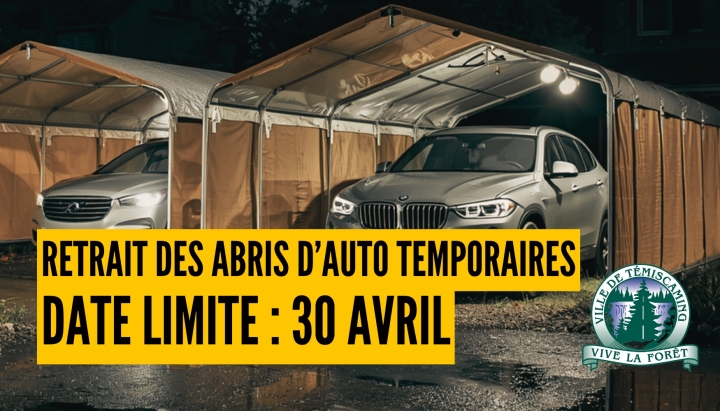 TEMPORARY CAR SHELTERS - REMOVAL DEADLINE TODAY.