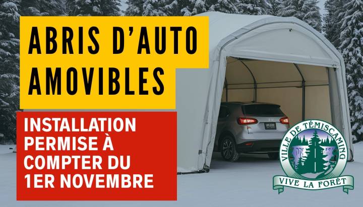 RAPPEL MUNICIPAL | ABRIS D'AUTOS AMOVIBLES