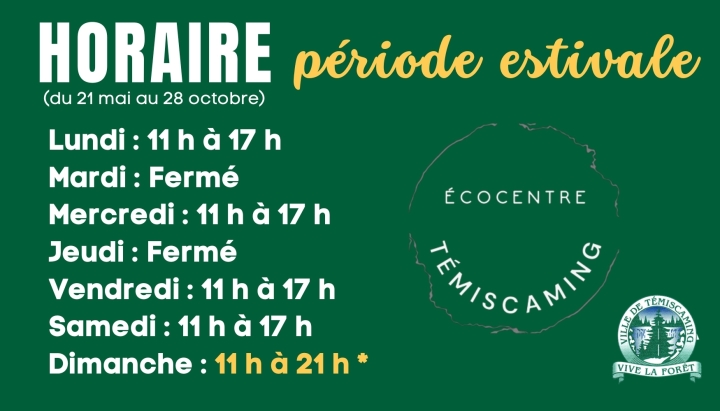 SUMMER HOURS - ECOCENTER