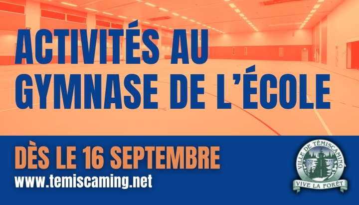 RETOUR DES ACTIVITÉS AU GYMNASE DE L'ÉCOLE | 16 septembre