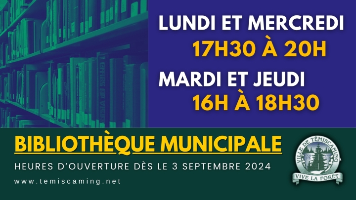 BIBLIOTHÈQUE MUNICIPALE | HORAIRE