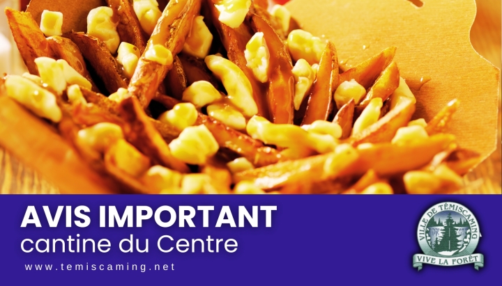 AVIS IMPORTANT DE LA CANTINE DU CENTRE