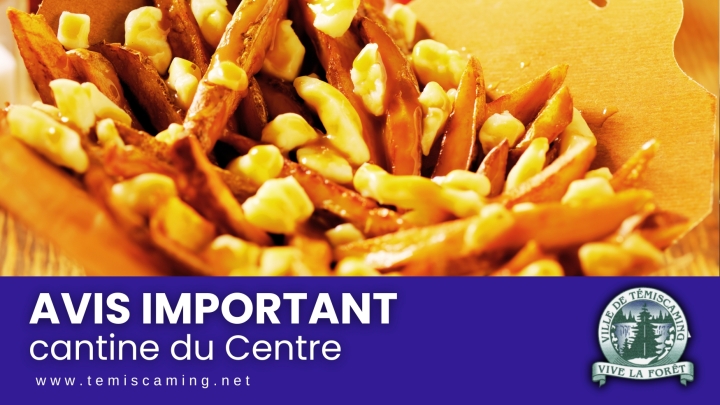 AVIS IMPORTANT DE LA CANTINE DU CENTRE