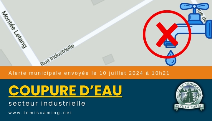 COUPURE D'EAU DANS LE SECTEUR INDUSTRIELLE.