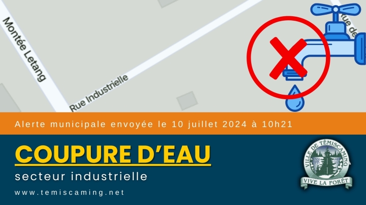 COUPURE D'EAU DANS LE SECTEUR INDUSTRIELLE.