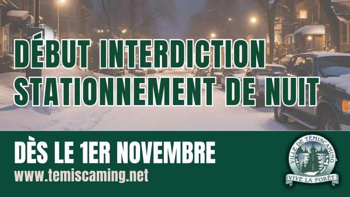 Important : Interdiction de stationnement à partir du 1er novembre!