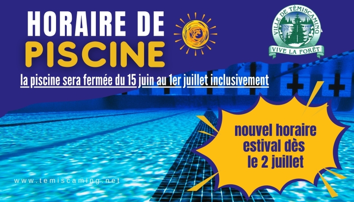 HORAIRE PISCINE | ÉTÉ 2024